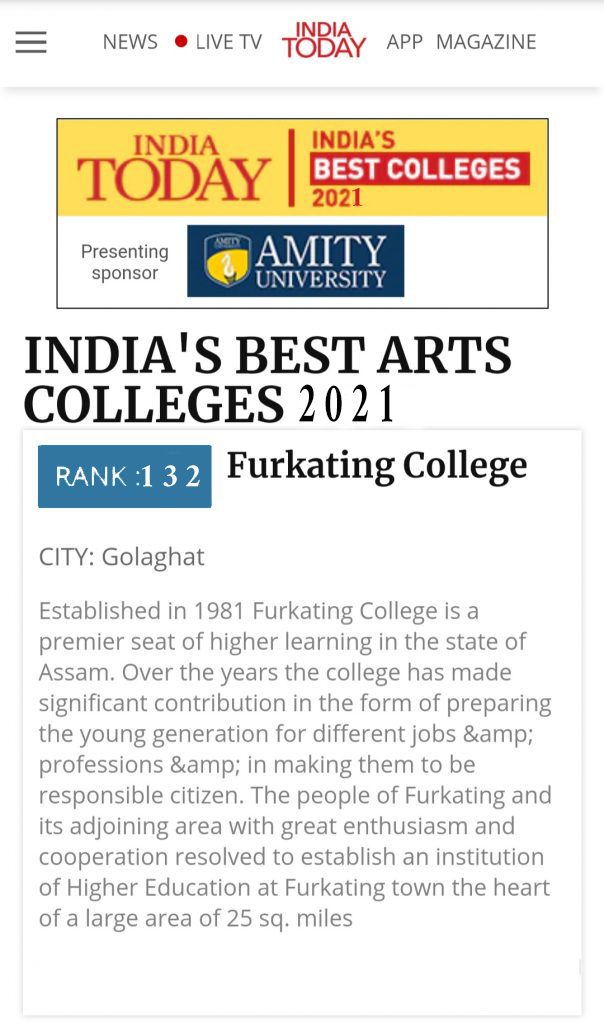 132nd Rank India Today 2021