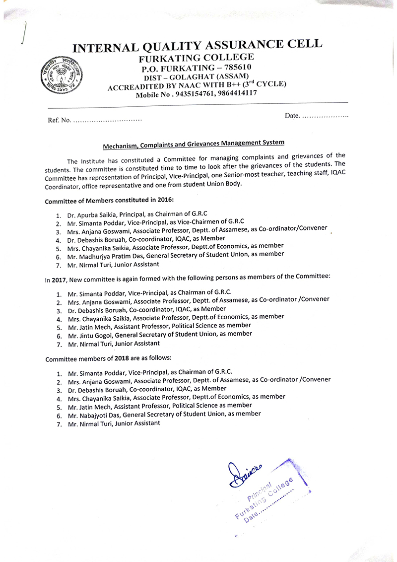 Grievance Redressal Mechanism